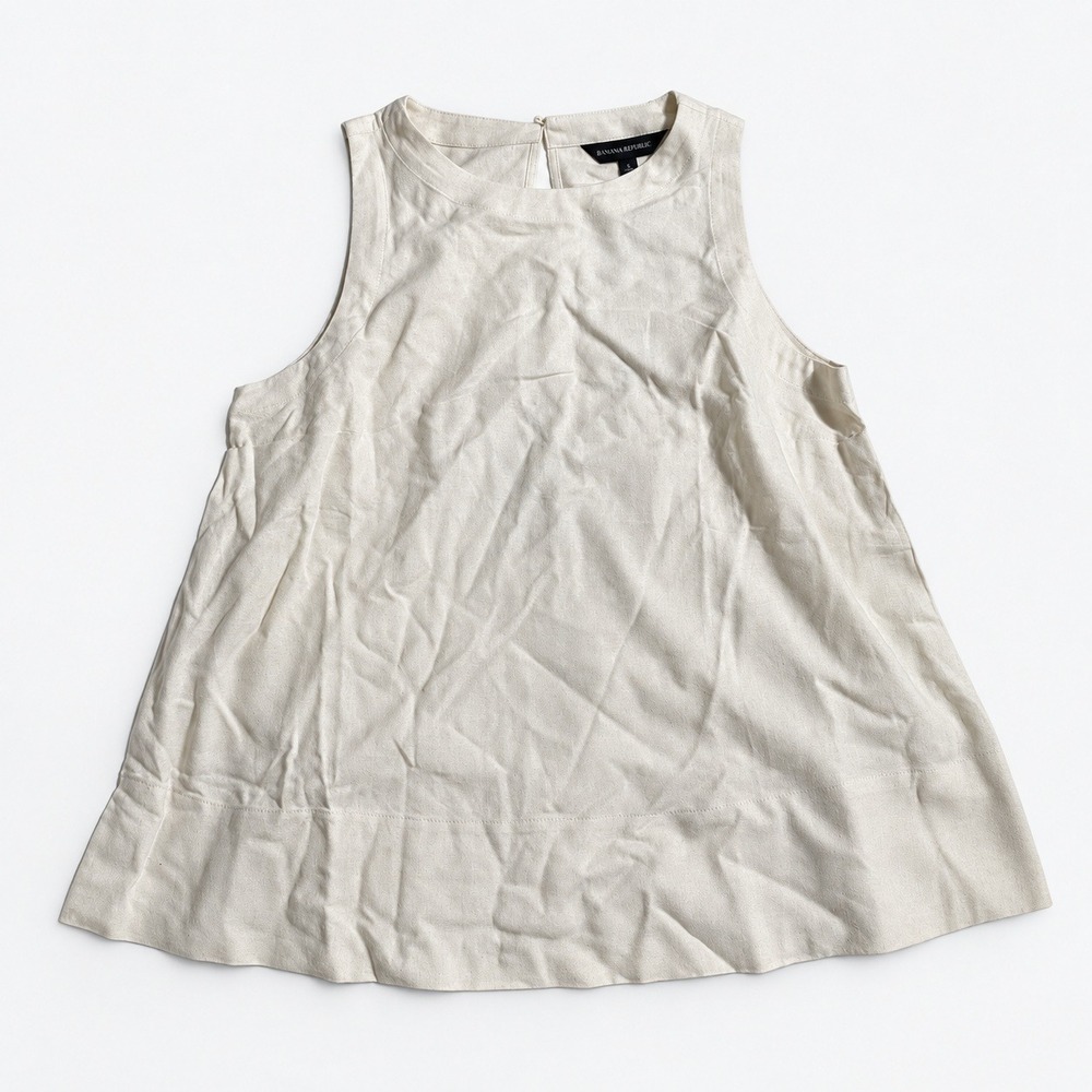 Banana Republic Womens Cream Sleeveless Crew Neck Keyhole Shell Top 1963685 M